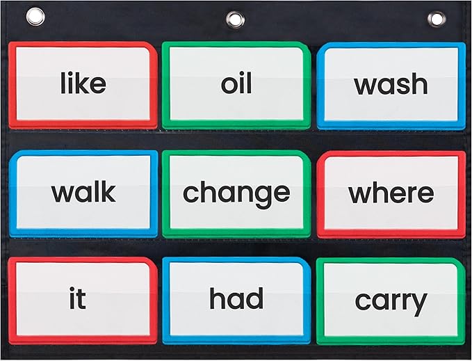 Essex Wares - 17" Wide x 11" Tall Pocket Chart, Black - Sturdy Pocket Chart for Classroom for Sentence Strips - Easy to Use & Hang, Reusable Black Pocket Chart