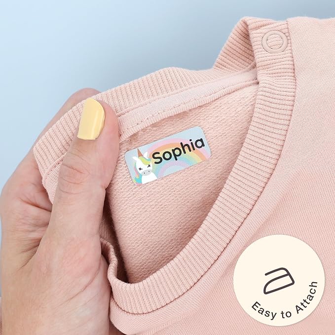 Iron-On Name Labels & Clothing Labels for Nursing Home (120) – Iron On Name Tags & Name Labels for Clothing & Clothes, School & Daycare – Waterproof - Unicorn