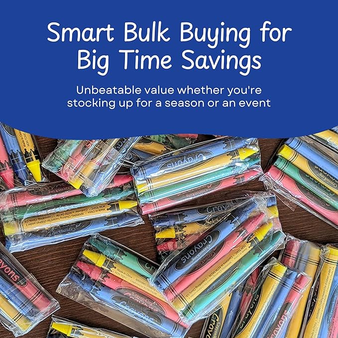CrayonKing 1000 Bulk Crayons – 250 Individually Wrapped Cello Packs of 4 | Crayon Party Favors for Kids | Restaurants, Classrooms & Goodie Bags | Non-Toxic