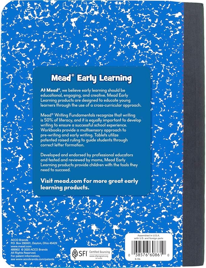 Mead Primary Composition Book, Primary Ruled Journal, Grades K-2, 7-1/2" x 9-3/4", 100 Sheets per Comp Book, Colors Will Vary, 12 Pack (610054-ECM)