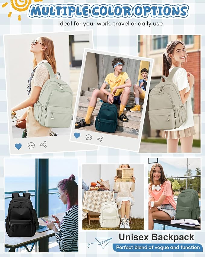 winspansy Backpack for School Teenage Girls Boys,Waterproof Lightweight School Bags Travel Daypack Simple Cute College Backpack Rucksack for Women Men fit 14 Inch Laptop,Black