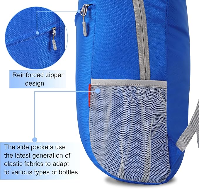 ZOMAKE Lightweight Packable Backpack 20L, Foldable Small Daypack for Hiking | Water Resistant Backpacks Day Bag for Travel Outdoor Camping Sport, Everyday Carry, Multi Compartment Storage(Dark Blue)