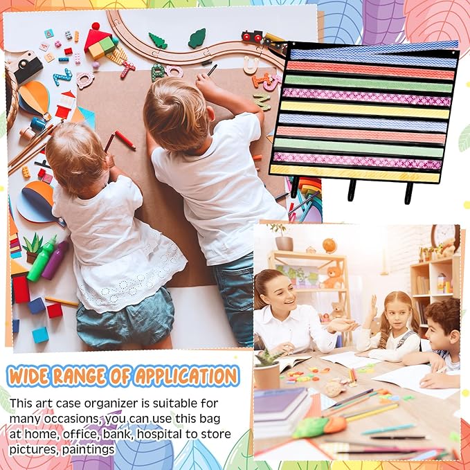 Sinload 48 x 39 inch Bulletin Board Border Storage, Foldable Border Storage Pocket Chart, Bulletin Board Borders and Wall Borders, Classroom Organizer with Storage Pockets for Teacher (Black)