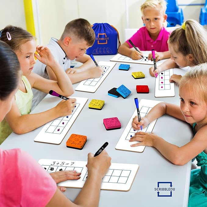 Scribbledo 30 Pack Dry Erase Erasers Assorted Colors Magnetic Whiteboard Erasers for Kids and Students - Smudge Free Small Dry Erase Board Erasers for Classroom Home School and Office
