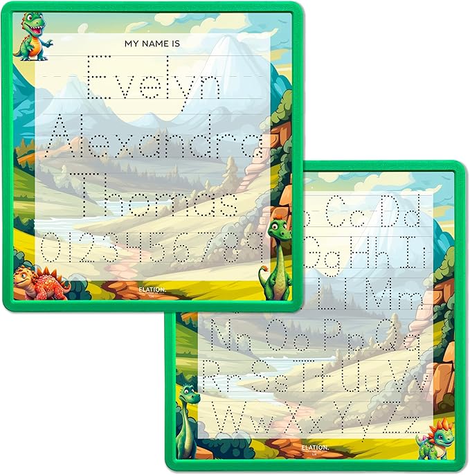 Kid's Name Tracing Board | Dry Erase Letter Tracing | Reusable Writing Practice Board | Personalized | Dinosaur Friends Theme