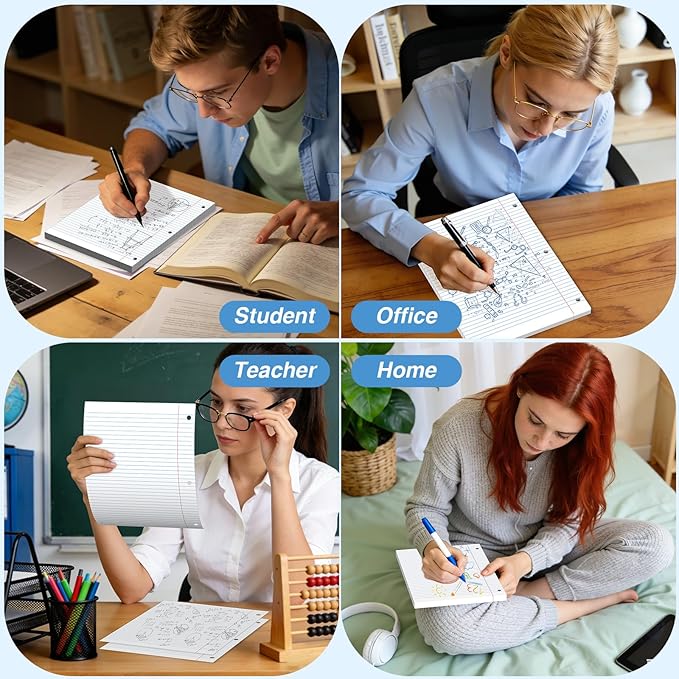 130 Sheets Loose Leaf Paper College Ruled Notebook Paper 8 x 10.5 Inch 3-Hole Punched Lined Paper for Binders 8 x 10-1/2 Loose-leaf Paper, White 3 Ring Binder Paper Filler Paper for School Office Home
