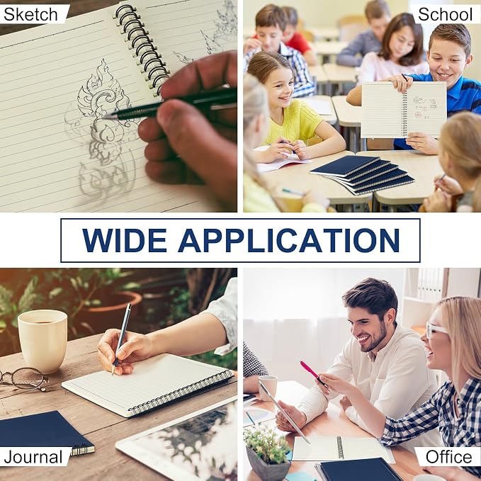 Yahenda 2 Pcs Spiral Notebooks, 1 Subject, Wide Ruled, Deep Blue