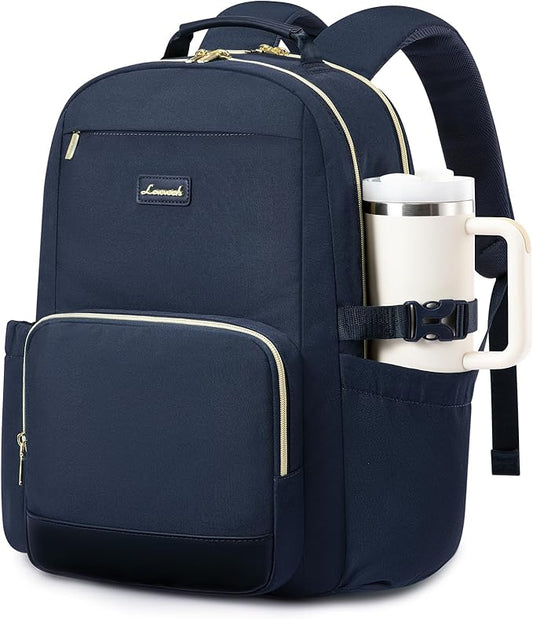 LOVEVOOK Laptop Backpack for Women with Pouch Pocket for Large Capacity Cup,17 Inch Laptop Computer Bag Travel Backpack Purse,Waterproof Work Business Backpack College Teacher Bags,Dark Blue