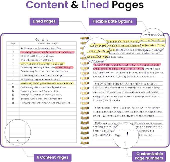 Taja Lined Spiral Journal Notebook for Women & Men, 140 Pages, College Ruled Hardcover Notebook for Work & Note Taking, Journals for Writing, A5(5.7" x 7.9") – Amethyst Purple