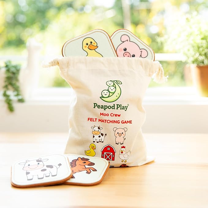 Felt Farm Matching Game for Toddlers – Farm Animal Memory Game & Flash Cards – Soft and Safe for Ages 1+ – Montessori Preschool Learning Activity – Educational Farm Toy for Boys & Girls