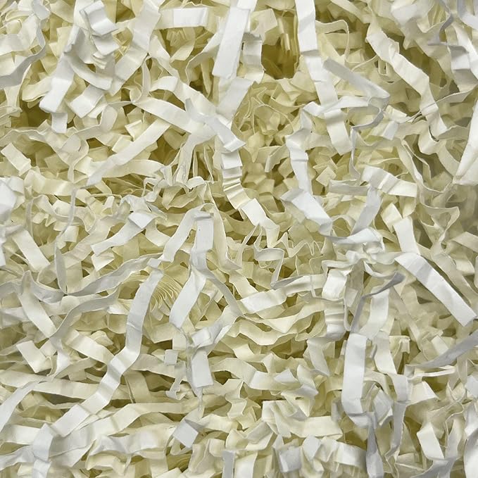 Tisspoms 1LB Ivory Crinkle Cut Paper Shred Filler, Paper Shreds for Basket Fillers, Birthday, Gift Wrapping, Anniversary, Wedding, Halloween, Thanksgiving, Christmas Gift Decor Party Filler