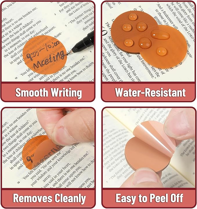 Mr. Pen- Round Transparent Sticky Notes, 1.1” Diameter, 14 Pads, 560 Sheets, Colorful, Water-Resistant See-Through Sticky Notes & Fineliner, Smooth Writing, Note Tabs for Bible Journaling, Studying