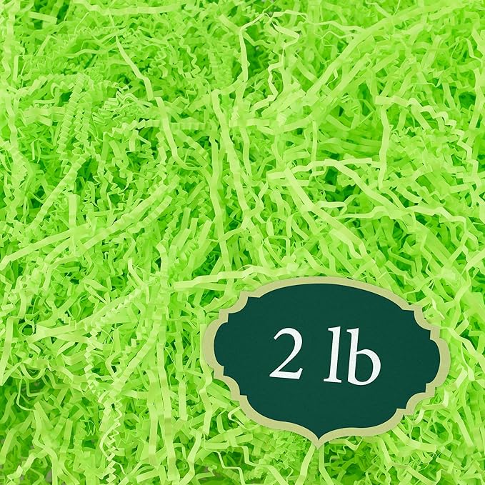 Arcadia Garden Products 2 lbs - Lime Crinkle Shredded Color Paper Filler Box Stuffing for Gift Wrapping & Crafts, Basket Filling, Confetti, Packaging & Shipping - RPC02LM