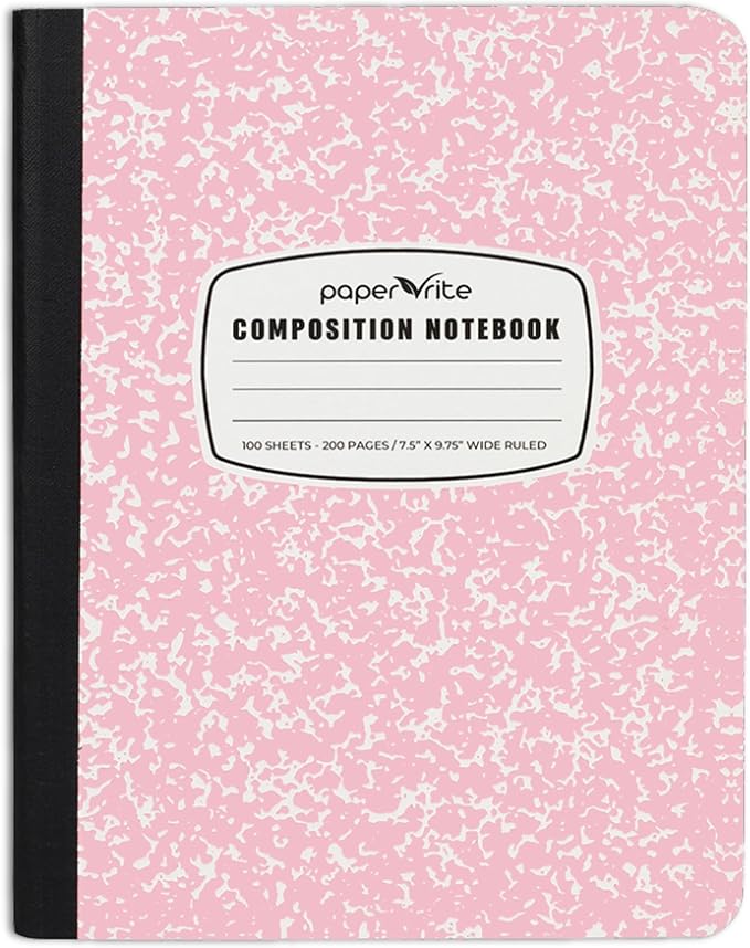 Assorted Marble Composition Notebook Wide Ruled (9.75x7.5 in), 100 Sheets | 200 Pages | For School, Office, Students, Teachers (1, Light Pink)
