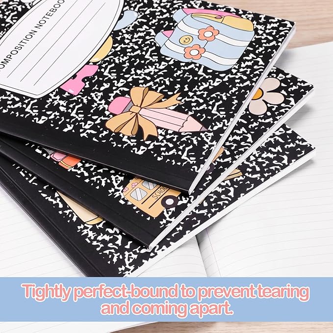 Eaasty Composition Notebook Wide Ruled Paper Assorted Marble Aesthetic Composition Notebook 100 Page 7.5" x 9.75" Journal Gift for Back to School First Day of School Students Teacher(3 Pcs,Classic)