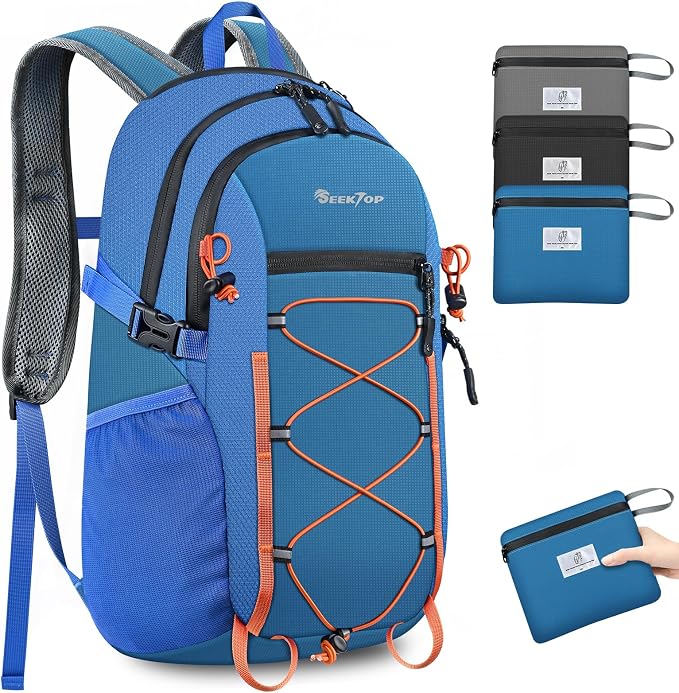 Seektop Packable Waterproof Hiking Backpack, 20L Lightweight Daypack | Tear-Resistant Nylon Material, Multi-Compartment Storage, Ultralight Small Foldable Travel Hiking Daypack for Men & Women