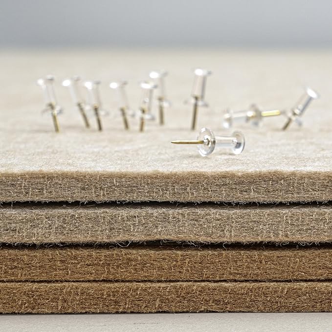 Lightomorrow Bulletin Board, 35 x 17 1/2 inches Felt Board - Decorative Pin Board, Cork Board Alternative for Wall, Foldable Self-Adhesive Vision Board Prayer Board with 20 Pushpins-Desert Brown