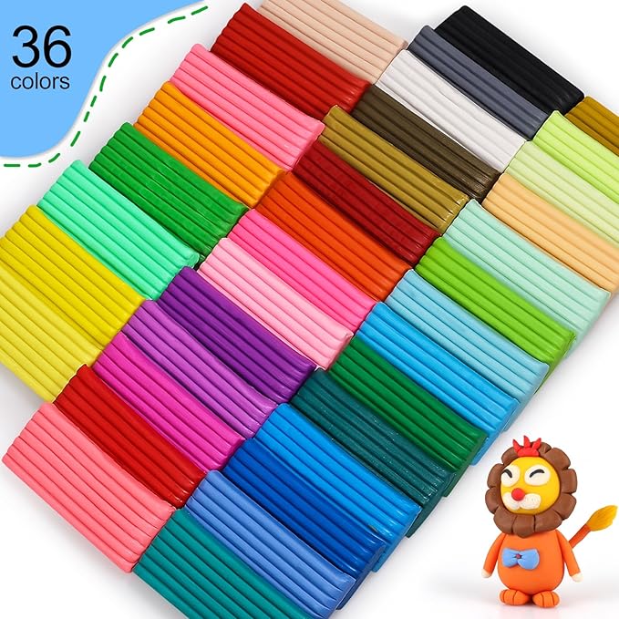 CiaraQ Polymer Clay 36 Colors Starter Kit - Oven Bake Modeling Clay for Kids & Artists, Non-Sticky DIY Clay with Sculpting Tools, Fun Gift for Children Ages 4+, 2.6 lb