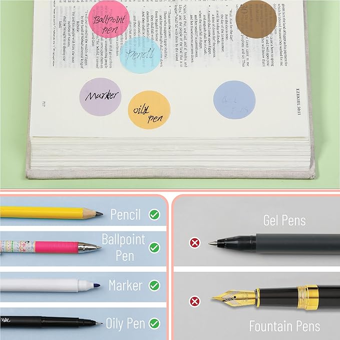 Mr. Pen- Round Transparent Sticky Notes, 1.1” Diameter, 28 Pads, 1120 Sheets, Colorful, Water-Resistant See-Through Sticky Notes Bulk & Fineliner, Smooth Writing, Note Tabs for Bible Journaling