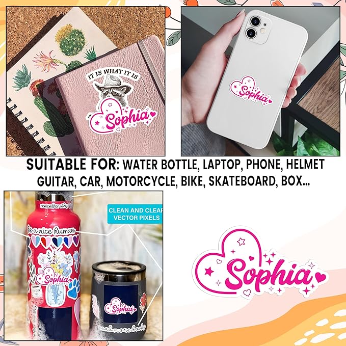 Custom Name Sticker Personalized Name with Heart Decal Customized Lover Die-Cut Waterproof Vinyl Sticker for Water Bottle, Laptop, Tumbler, Phone Case, Cup, Helmet, Cars