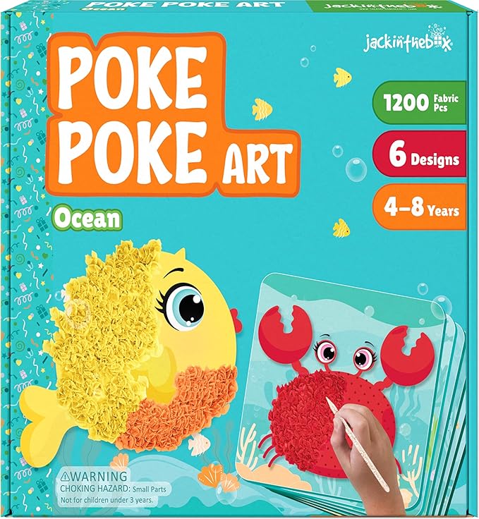 jackinthebox Poke Poke Art – Ocean Theme, Mess-Free Fabric Art and Craft, Flower Pressing Kits, Best Gifts for Girls and Boys Ages 4 5 6 7 8