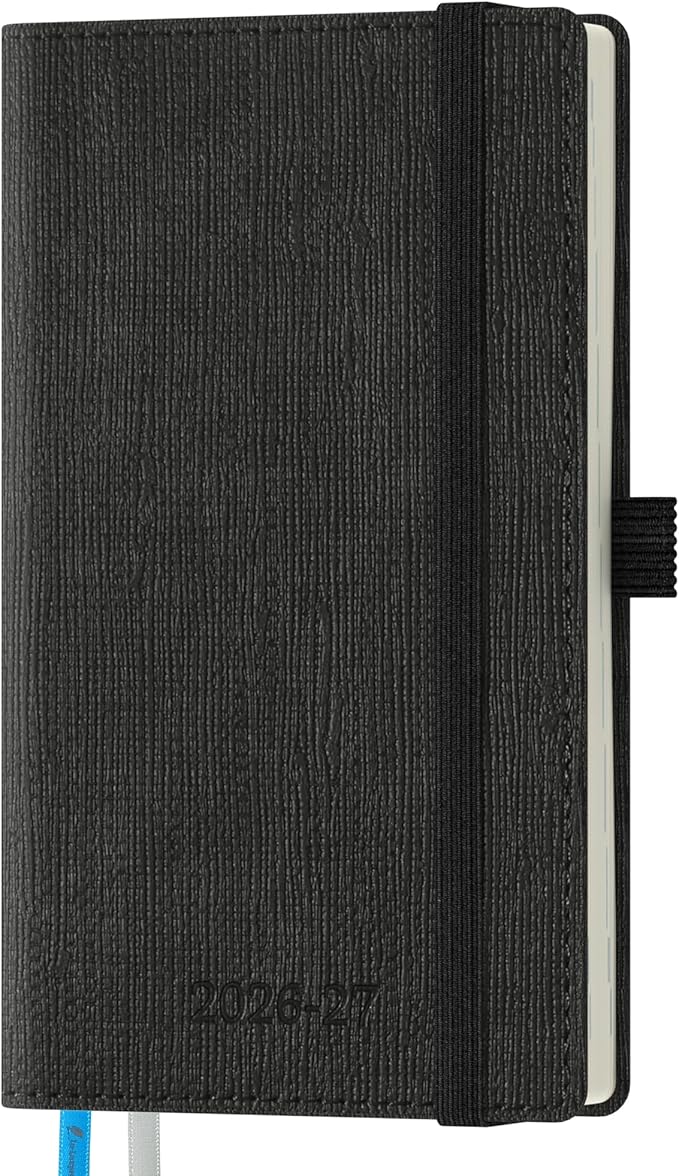 2026-2027 Weekly and Monthly Planner (July 2026–December 2027), 6.5"x3.75", Vertical Layout, 18 Months Agenda with Month Tabs & Pocket, Academic Calendar with Vegan Leather Cover, Black