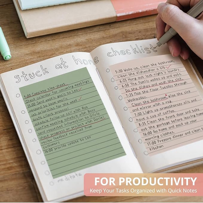 Lined Sticky Notes, 24 Pads, 4x6 Inches, Large Sticky Notes with Lines, Memo Note Pads in Multi Colors, 30 Sheets/Pad, Super Sticking Power for Office ＆ Home & Planning - Vintage