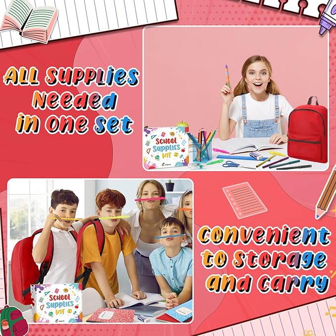 Gilprop 79 Pcs Christmas Gift Box for K-5 Elementary Middle Kit Bundle Bulk Essential for Operation Charity Xmas Gift(Red)