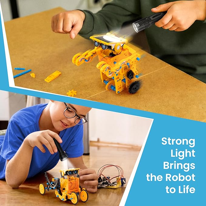 Sillbird Solar Building Robot Kit STEM Gift for Boys Age 8-13, 12-in-1 DIY Educational Science Toys for Kids Birthday, Powered by the Sun Robotics Set with 190 Pieces