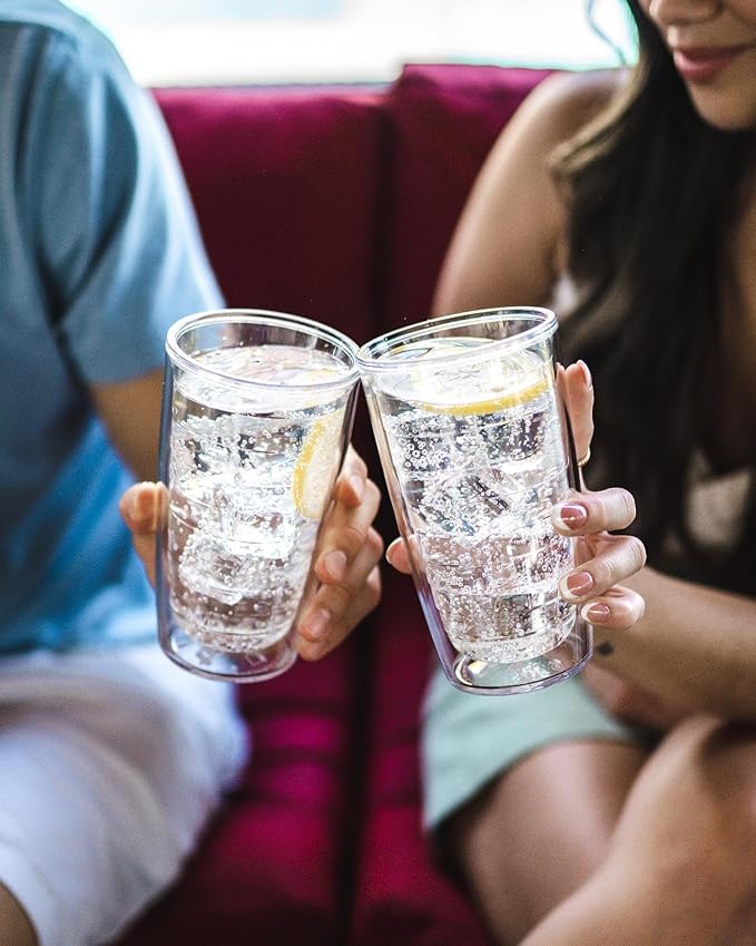 Tervis Clear & Colorful Tabletop Made in USA Double Walled Insulated Tumbler Travel Cup Keeps Drinks Cold & Hot, 16oz, Quartz