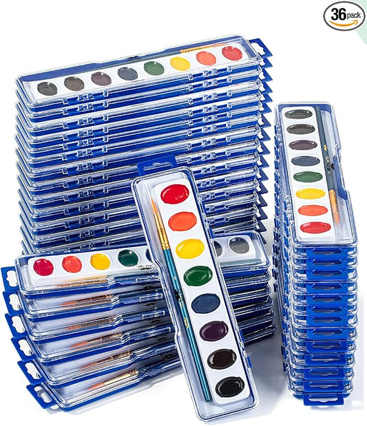 Mr. Pen- Washable Watercolors, 36 Pack, 8 Colors with Paint Brush, Bulk Watercolor Paint Set, Water Color Painting Kids, Watercolors for Kids and Adults