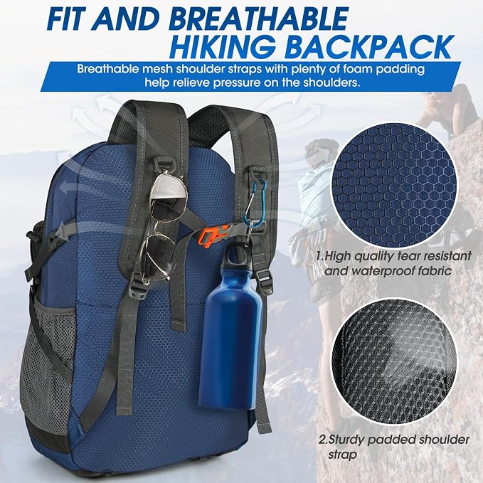 IGOLUMON Hiking Backpack 40L Packable Lightweight Camping Daypack Men Women | Multi-compartment storage Water-resistant Foldable Nylon Material Hiking Day pack for Camping Cycling Outdoor