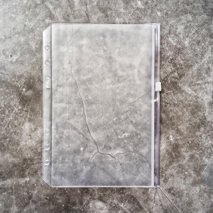 Zelten Refills/Loose Leaves for A5 Cover Ring Binder/Personal Organizer/Planner(A5 6 Holes, Zip Pocket 4 PCS)