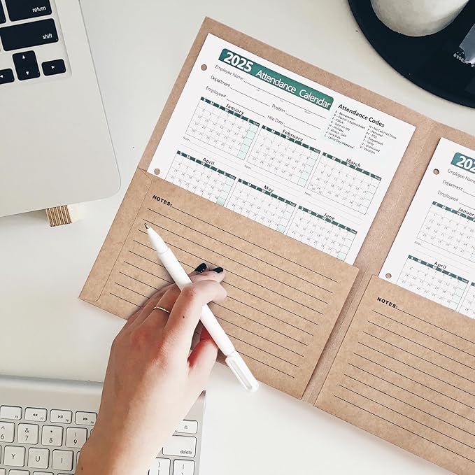 Heavy-Duty Kraft File Folders - 2-Pocket Pre-Printed Multi-Purpose Organizer with Fill-in Blanks & 5-Column Tracking Log | Job/Project/HR/Files | 9.4"x11.5" Pack of 4