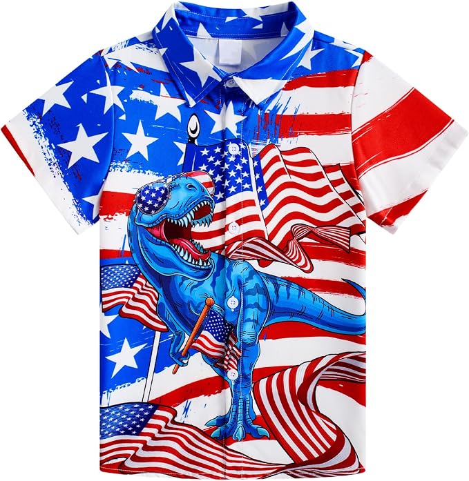 Enlifety 2-10T Kids Hawaiian Shirt Boys Short Sleeve Button Down Shirts Hawaii Summer Casual Blouse