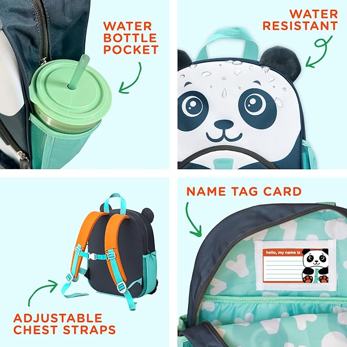 Move2Play, Panda Toddler Backpack | Toddler Size | Back to School | Preschool Backpacks For Kids | Kindergarten Book Bag | Small, Little, Mini Size | Designed for Boys & Girls Ages 2, 3-5+ Year Olds