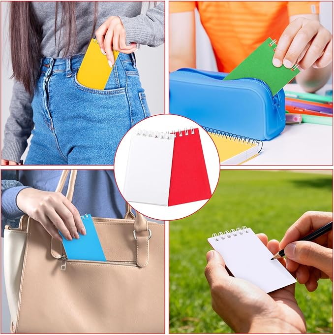 Hooqict 24 Pack Pocket Notebook Small Spiral Notepad Pocket Notepads Mini Journal Notebooks Colorful Memo Pads for Kids, Nurse, Student, Office, Back to School Supplies, 3.9 x 2.4 Inch