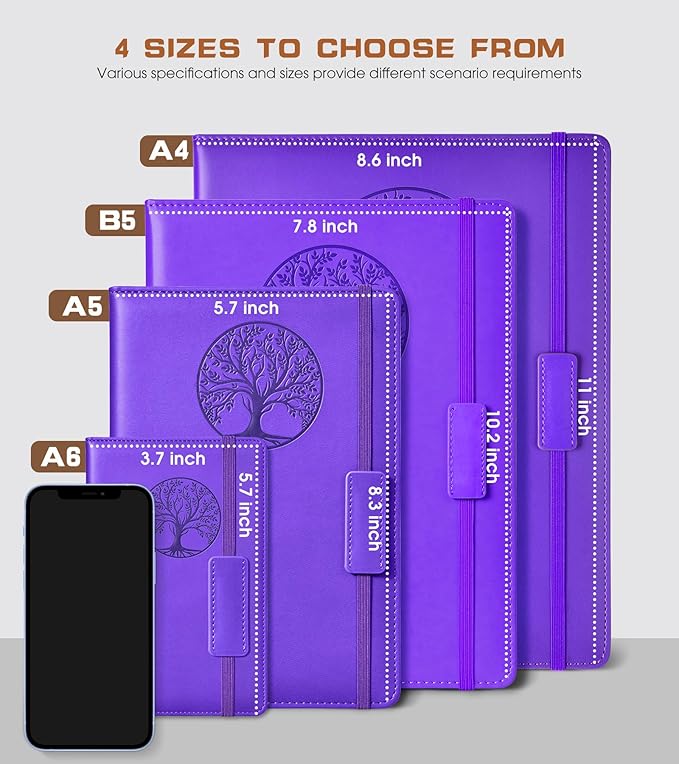 Lined Journal Notebook for Women Men,256 Thick Pages,A5 Hardcover Vintage Leather Journal for Writing,Travel,Business,Work, School,College Ruled Notebooks for Note Taking,Daily Diary 5.7"×8.3"