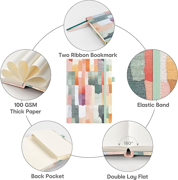 And Per Se Undated Planner, Weekly & Monthly Planner with Goal & Habit Tracker, A5 Leather Hardcover Productivity Journal for Academic Year (Colorful Stripes)