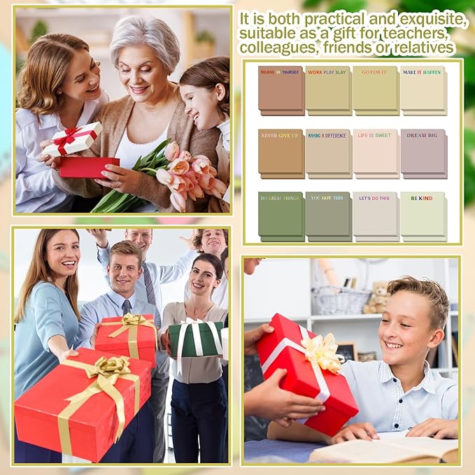 Yinder 24 Pcs Inspirational Sticky Notes Cute Motivational Sticky Notes Pad End of Year Employee Appreciation Gifts Bulk for Teacher Nurse Coworkers Office Supplies 3 x 3'' (Motivation,Boho)