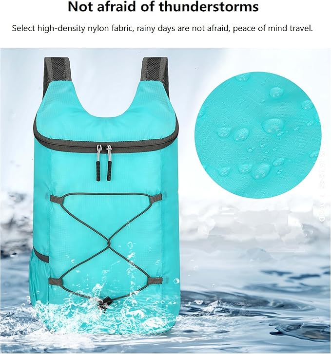levayhill 16L Lightweight Foldable Hiking-Backpack Small Packable-Daypack For Travel,Ultralight Water-Resistant Gym Bag Men Women Easy Carry-on (Lake Blue)