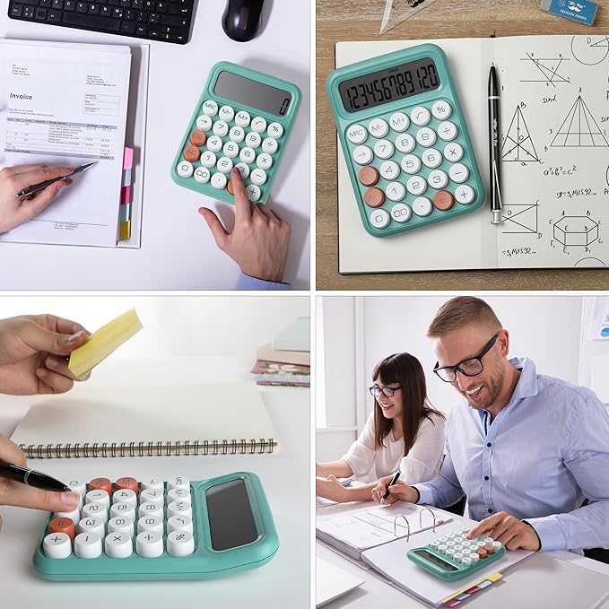 Mr. Pen- Mechanical Switch Calculator, 12 Digit Large LCD Display, Earthy Green with Big Buttons, Mechanical Switch Calculator for Home, School, Office