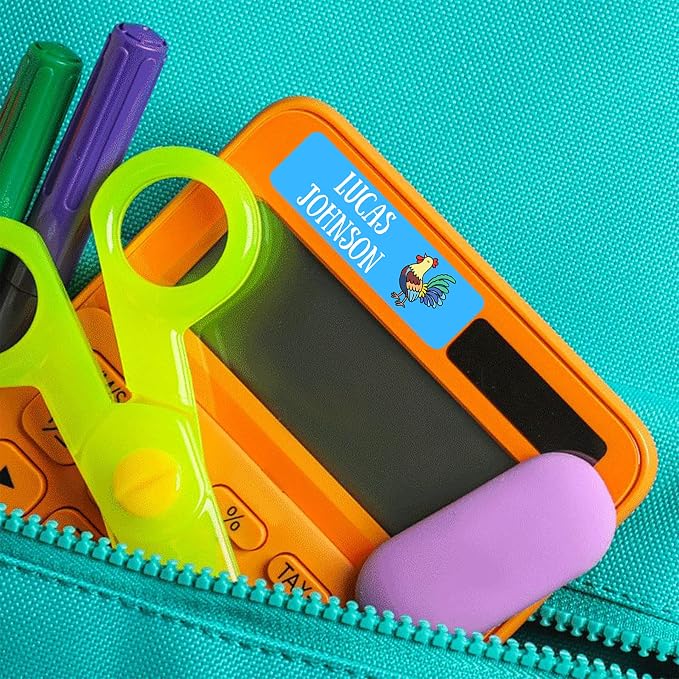 Custom Waterproof Dishwasher Safe Kid Name Labels for Daycare(128 Pack), Camp, School Supply, Baby Bottles, Lunch Boxes and Cups, Travel. Cute Personalized Design Name Stickers (Pattern 21)
