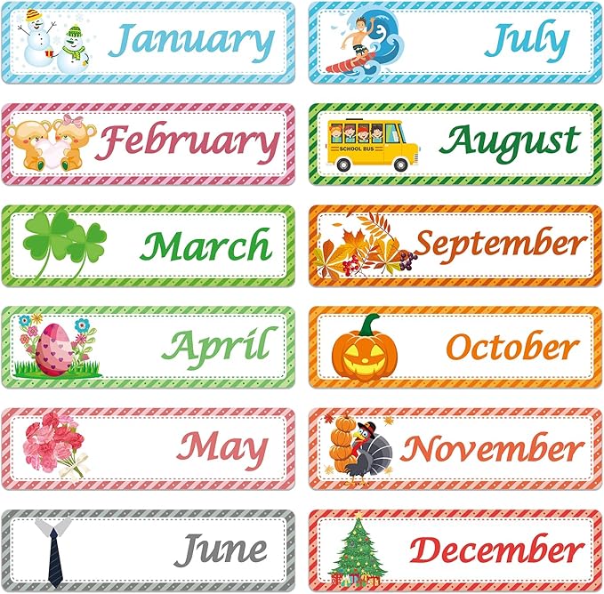 Months of The Year for Classroom,Educational Calendar Magnets for Whiteboard,Magnetic Days of The Month for Whiteboard,Perfect for Kids Learning, Teachers & Parents (Month)