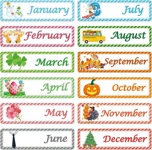 Months of The Year for Classroom,Educational Calendar Magnets for Whiteboard,Magnetic Days of The Month for Whiteboard,Perfect for Kids Learning, Teachers & Parents (Month)