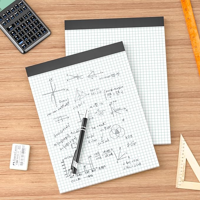 AILZFEI Graph Paper Notebook 8.5 x 11 Grid Paper Pad Quad Ruled, 2 Pack, 30 Sheets per Pad, White, 4x4 (4 Squares per inch), Easy-Tear Perforations, 8.5"x11" Quad Ruled Grid Paper Pad