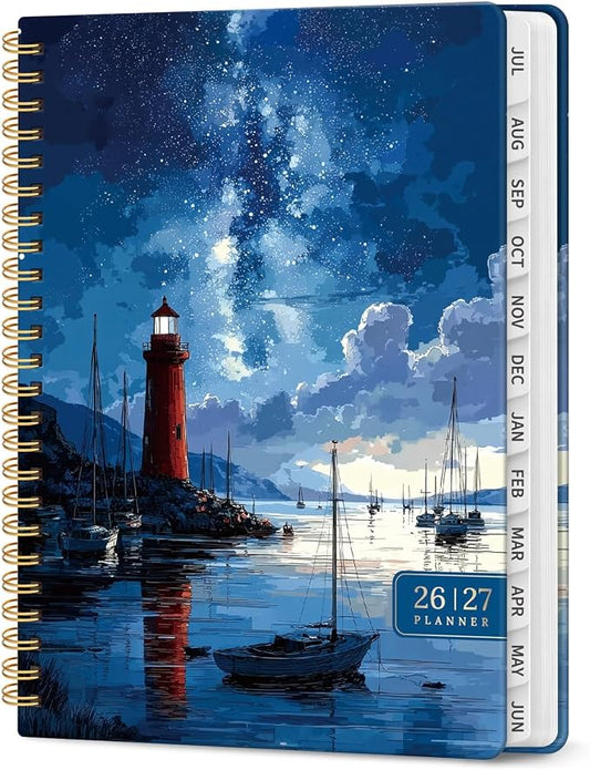 Planner 2026–2027, Weekly & Monthly Academic Organizer for School Year, Jul 2026–Jun 2027, Hardcover Planner with Tabs, Back to School Essential, 6.3" x 8.5", Harbor Starlight