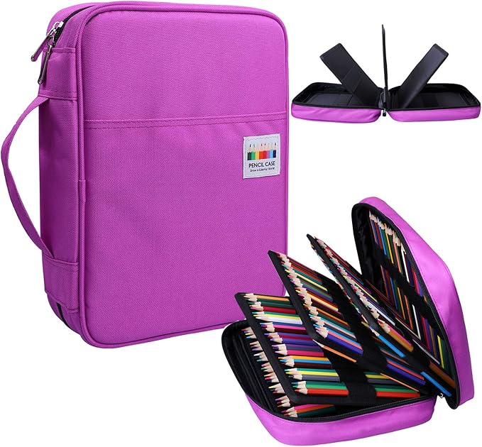Coloring Pencil Case 220 Slots Pencils/Gel Pens Organizer Waterproof Travel Case Zipper Carrying Portable Pencil Markers Pen Holder Bag for Painter Writers
