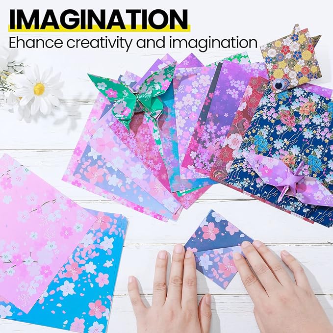 Lincia 840 Sheets Origami Paper Kit 20 Colors 6 x 6 Inch Colorful Folding Japanese Washi Origami Cherry Blossom Paper Double Sided Square Sheets Book for Beginners Adults Kids(840 Sheets)