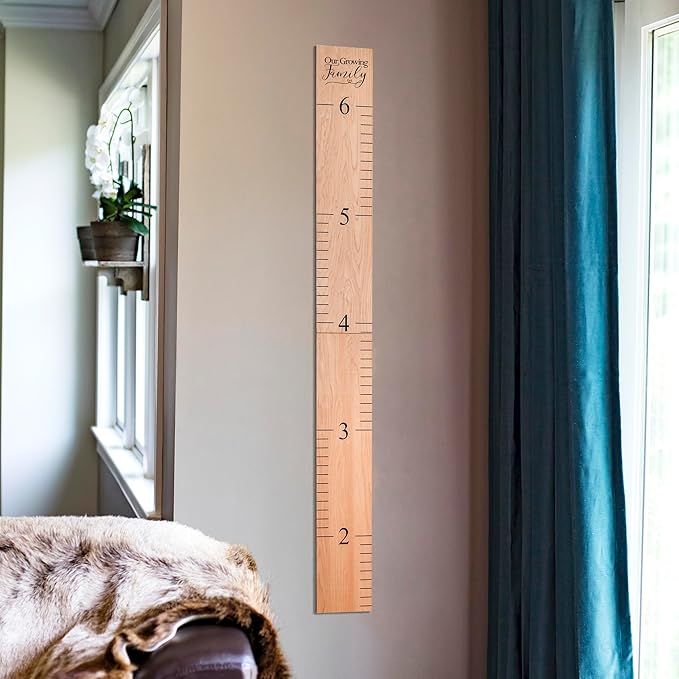 Headwaters Studio Wooden Growth Chart – Kids Height Chart, Wall Measurement for Kids, Height Chart for Wall, Growth Ruler for Children – Our Growing Family, Natural (6.7" to 6.5")